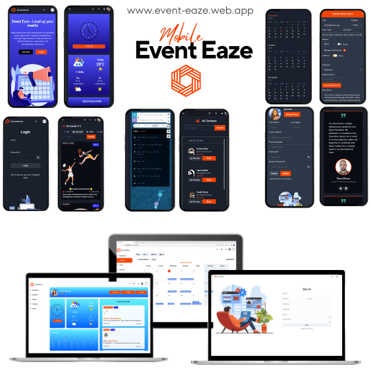 Picture of the landing page of Event Eaze  website